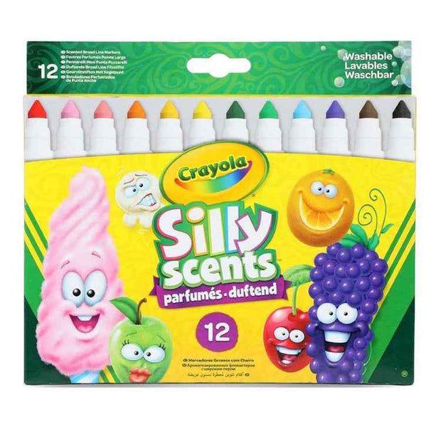 Crayola 12 Silly Scents Broadline Sweet Markers - Aroha Toys 